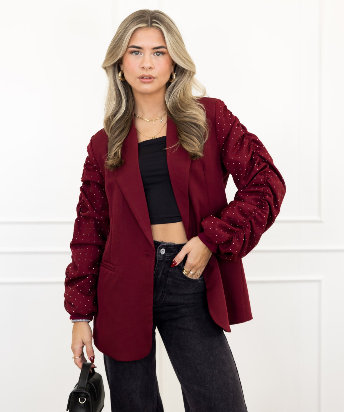 Kayla Strass blazer in bordeaux