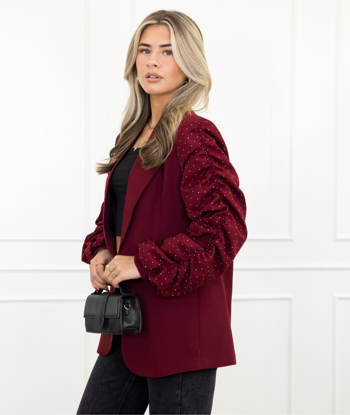 Kayla Strass blazer in bordeaux